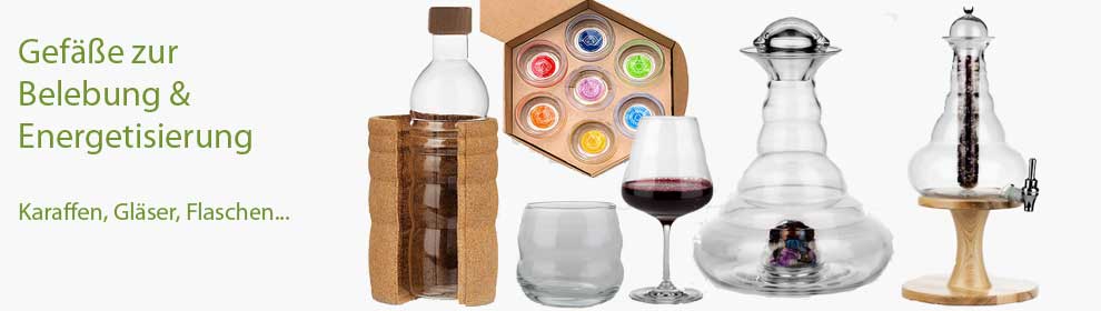 Karaffen, Gläser, Flaschen & Affirmationen zur Energetisierung