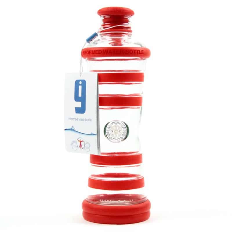 i9 Bottle Chakra- Glasflasche-informiert-und-bruchgesichert-rot