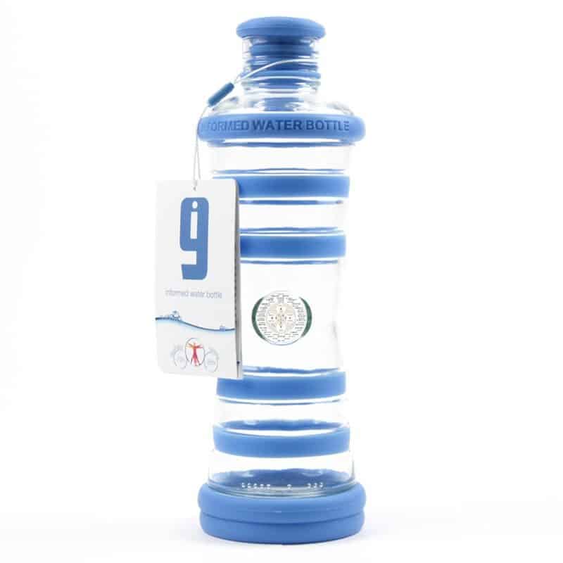 i9 Bottle Chakra- Glasflasche-informiert-und-bruchgesichert-blau