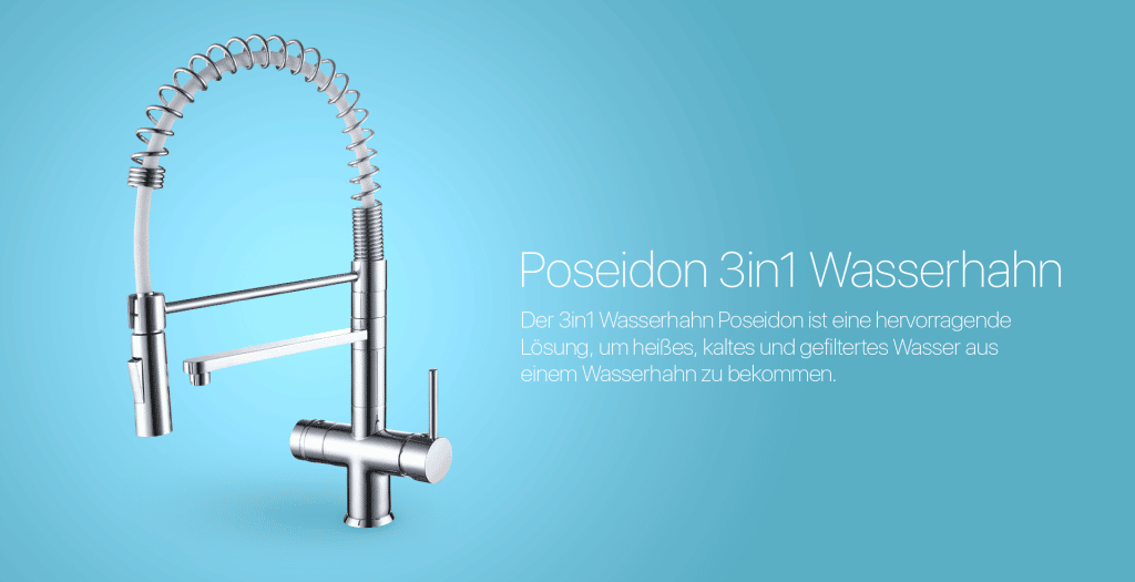 Drei Wege Wasserhahn Poseidon mit Brause Lieferumfang