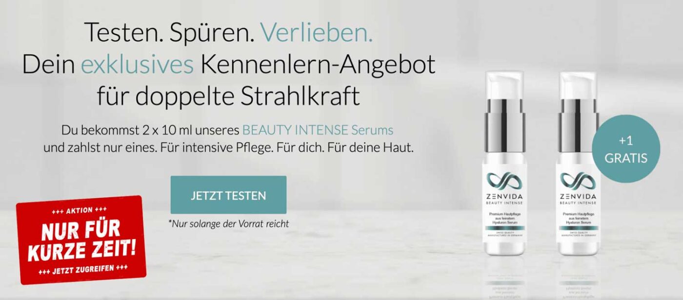 ZenVida Beauty Intense Serum mit Hyaluron