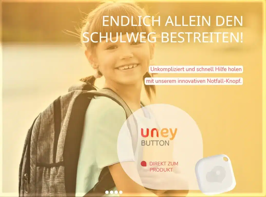 uney Button für Kinder - Endlich allein den Schulweg bestreiten mit dem mobilen Notfallknopf